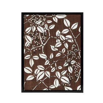 Artery8 Tree Branch & Leaf Pattern Framed Canvas Wall Art Print Bijutsukai in Brown | Size: W24 x H32