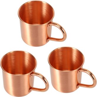 OEM 3 Tazas De Cobre Puro De Mosc&uacute;, S&oacute;lidas Y Lisas, Sin Revestimiento, Para C&oacute;cteles, Caf&eacute;, Cerveza, Leche, Agua, Bar En Casa, Bebidas Fr&iacute;as