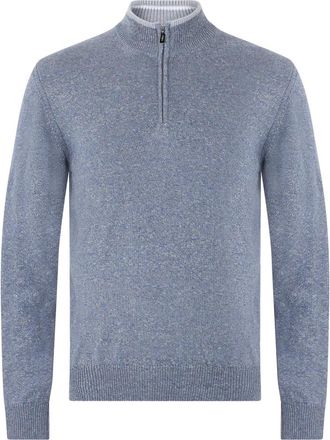 Fedeli Elegant Zip Sweater - Heren - Coltruien - Blauw - L - Katoen - Truien & Vesten