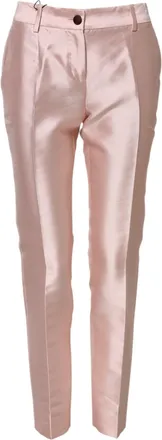 Dolce & Gabbana Womens Pink Satin High Waist Tapered Pants Silk