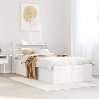 Berkfield Home Sleek Bed Frame with Headboard White 75x190 cm Small Single Solid