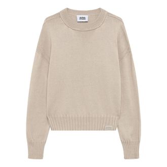 Alpha Studio Round-neck Knitwear, female, Beige, Size: XS Round-neck Knitwear