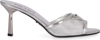 Prada Schoenen, Dames, Grijs, 36 EU, Leer, Mules van technische stof