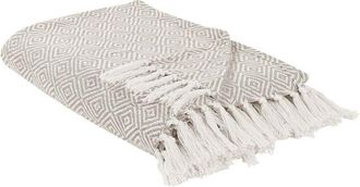 Beliani Beliani - Bedspread Cotton 220 x 240 cm with Tassels Taupe Living Room Bedroom Textiles Toutli