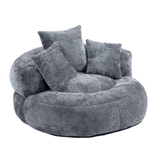 Urban Meuble Sill&oacute;n redondo de tela gris con cojines