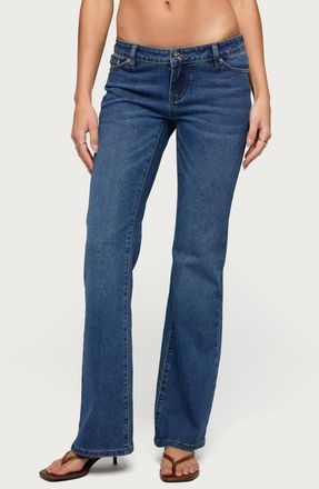 Edikted Vania Low Rise Bootcut Jeans in Blue at Nordstrom, Size X-Large