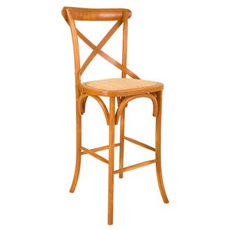 Wanderlust Deco Wanderlust Deco - Taburete De Madera Y Asiento De Rat&aacute;n Marr&oacute;n 45x53x75/116