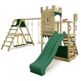 Fatmoose Torre De Escalada De Madera Fatmoose Boldbaron Boost Estilo Castillo Con Surf En Verde