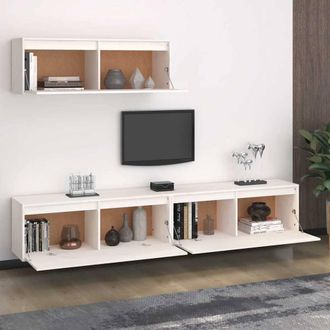 Berkfield Home TV Cabinets 3 pcs White Solid Wood Pine