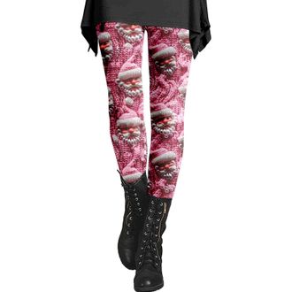 Generic Christmas Tights for Women UK Xmas Leggings Gym Fitness Running Pants High Waisted Merry Christmas Workout Tights, Pink, 3XL