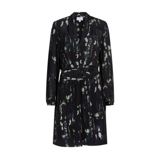 Dante6 Gedrukte Mini Jurk met V-Hals - Dames - Jurken - Zwart - Maat: XS Viscose