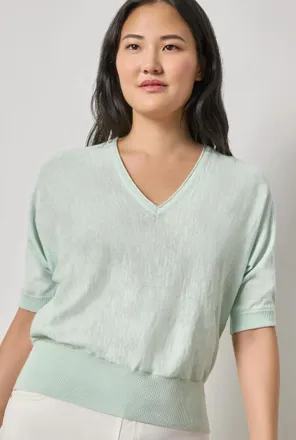 Lilla P Dolman V-Neck Sweater In Blue Mist