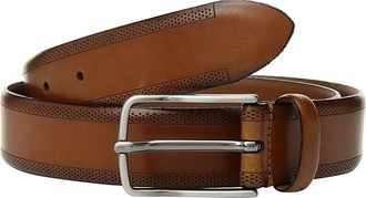 Johnston & Murphy Edge Perf Embossed Mens Belts Tan : 32, Leather