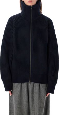 SOEUR Jasper High Neck Zip Chunky Ribbed Sweater
