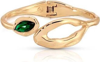 Ettika Molten Marquise Crystal Hinge Cuff Bracelet in Green at Nordstrom