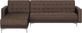 Beliani Divano letto angolare in tessuto marrone scuro versione destra Aberdeen