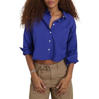 Alex Mill Cropped Button Front Shirt in Royal Blue at Nordstrom Rack, Size Medium