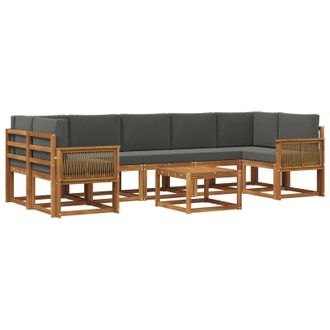 vidaXL Conjunto De Sof&aacute;s De Exterior 8 Pcs Natural Y Antracita Vidaxl