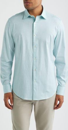 Bugatchi Jimmy OoohCotton Stripe Button-Up Shirt in Menthol at Nordstrom, Size Xxx-Large