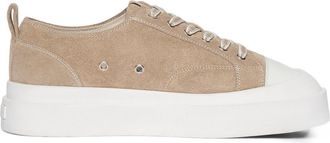 Mani&egrave;re De Voir Vienna Suede Contrast Stitch Sneaker in Beige at Nordstrom, Size 11