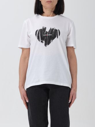 Saint Laurent Womens Heart Graphic Tee - White Cotton - Size Large