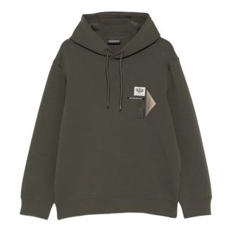 Emporio Armani Hoodies, male, Green, Size: 2XL Cotton Blend Hoodie