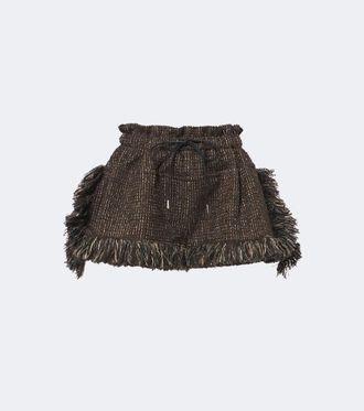 sacai Shorts de tweed en mezcla de lana con flecos