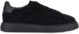 Hogan Volledig Zwarte Su&egrave;de Sneakers - Heren - Sneakers - Zwart - 44 1/2 EU - Su&egrave;de - Schoenen