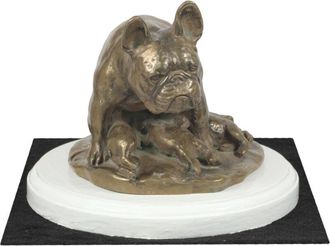 OEM Bulldog Franc&eacute;s I - Estatuilla De Perro, Figura Sobre Base Blanca, Trofeo Para Exposici&oacute;n De Perros De Art-dog