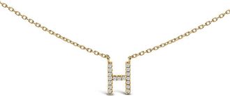House of Brilliance 10K Yellow Gold Diamond Accent A-Z Block Initial Pendant Necklace in Yellow Gold | H at Nordstrom