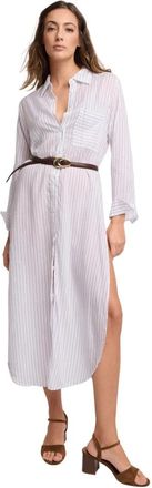 Kocca Multi Slitted Blousejurk - Dames - Shirt Kleedjes - Wit - S - Kleedjes