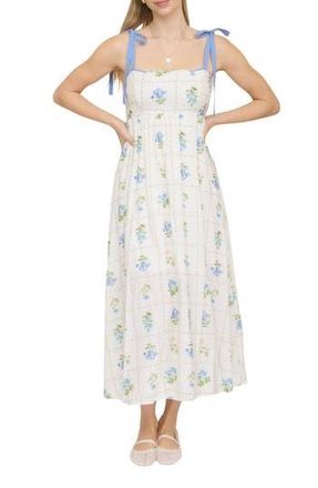 Blu Pepper Floral Tie Strap Sundress in Blue Multi at Nordstrom Rack, Size Medium
