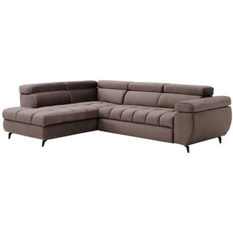 Vente-Unique Divano letto angolo sinistro in velluto talpa - NIACATO