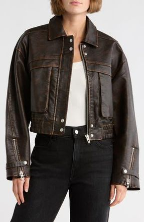 Blank NYC Faux Leather Bomber Jacket in Work Moment at Nordstrom Rack, Size X-Small