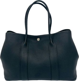 Herm&egrave;s Black Negonda Leather Boston Bag Handbag Tote Bag (Pre-Owned)