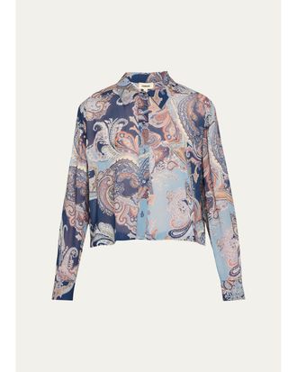 L'agence Cosette Cropped Button-Front Shirt