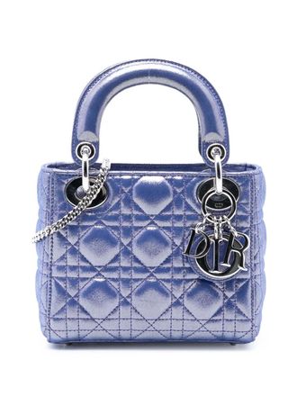 Dior 2016 Mini Iridescent Lambskin Cannage Lady Dior satchel - women - Lambskin - One Size - Blue