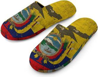 Generic Vintage Colombiana Flag Ea-gle Mens Slippers Flannel Warm House Shoes with Rubber Anti-Slip Sole Slip On for Home Outdoor