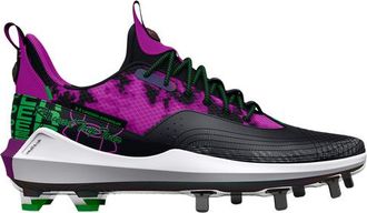 Under Armour Mens Harper 7 Low ST - Baseball Shoes Black/Strobe/Extreme Green Size 10.0