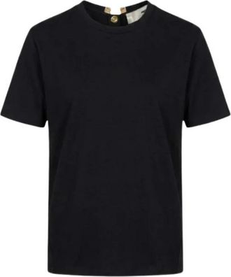 Elisabetta Franchi T-shirt met knoopsluiting - Dames - T-shirts - Zwart - M - Tops