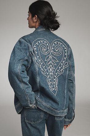 Farm Rio Cornely Embroidered Denim Trucker Jacket