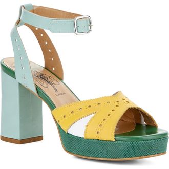 FLY London Eban Ankle Strap Platform Sandal in Yellow Multi at Nordstrom, Size 10-10.5Us