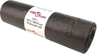 vidaXL Bolsas De Basura Con Cierre De Cord&oacute;n 150 Unidades Negras 240 L Vidaxl