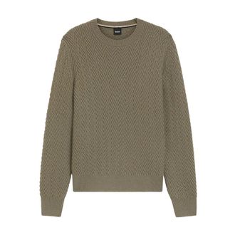 HUGO BOSS Round-neck Knitwear, male, Brown, XL, H-Hitalo Jumper