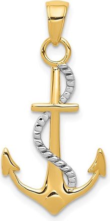 Diamond2Deal 14k Two-tone Gold Polished Anchor Rope Pendant