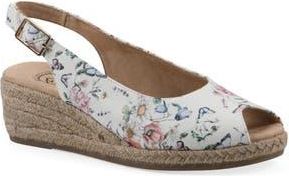 White Mountain Maize Slingback Wedge Sandal in White/Butterfly/Multi at Nordstrom Rack, Size 9.5