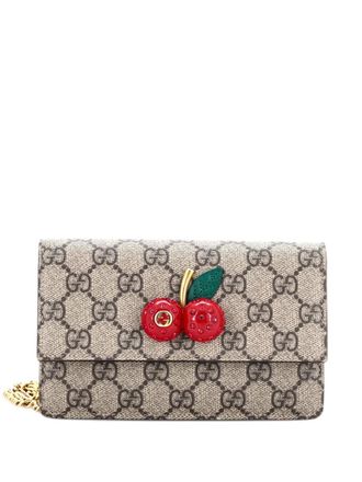 Gucci Cherries Wallet on Chain GG Coated Canvas Mini crossbody bag - Marrone