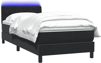 vidaXL Cama Box Spring Con Colch&oacute;n Cuero Sint&eacute;tico Negro 80x220 Cm Vidaxl