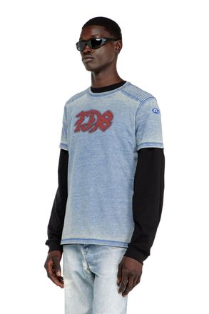 Diesel Burnout T-shirt with D78 print - T-Shirts - Man - Blue