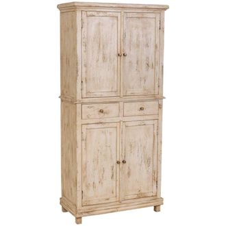 Wanderlust Deco Armario de madera artesanal beige 85x40x180h cm